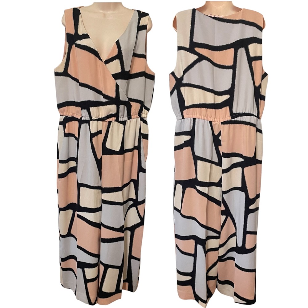 Alfani women's culotte Sleeveless lined jumpsuit Geometric Print Pocket Sizeโ 14